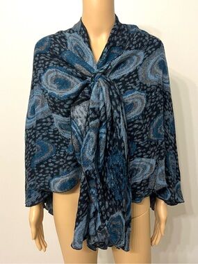 Rapti 100% Cashmere Shawl Wrap Blue Handmade India Fair Trade Loop Pashmina NWT